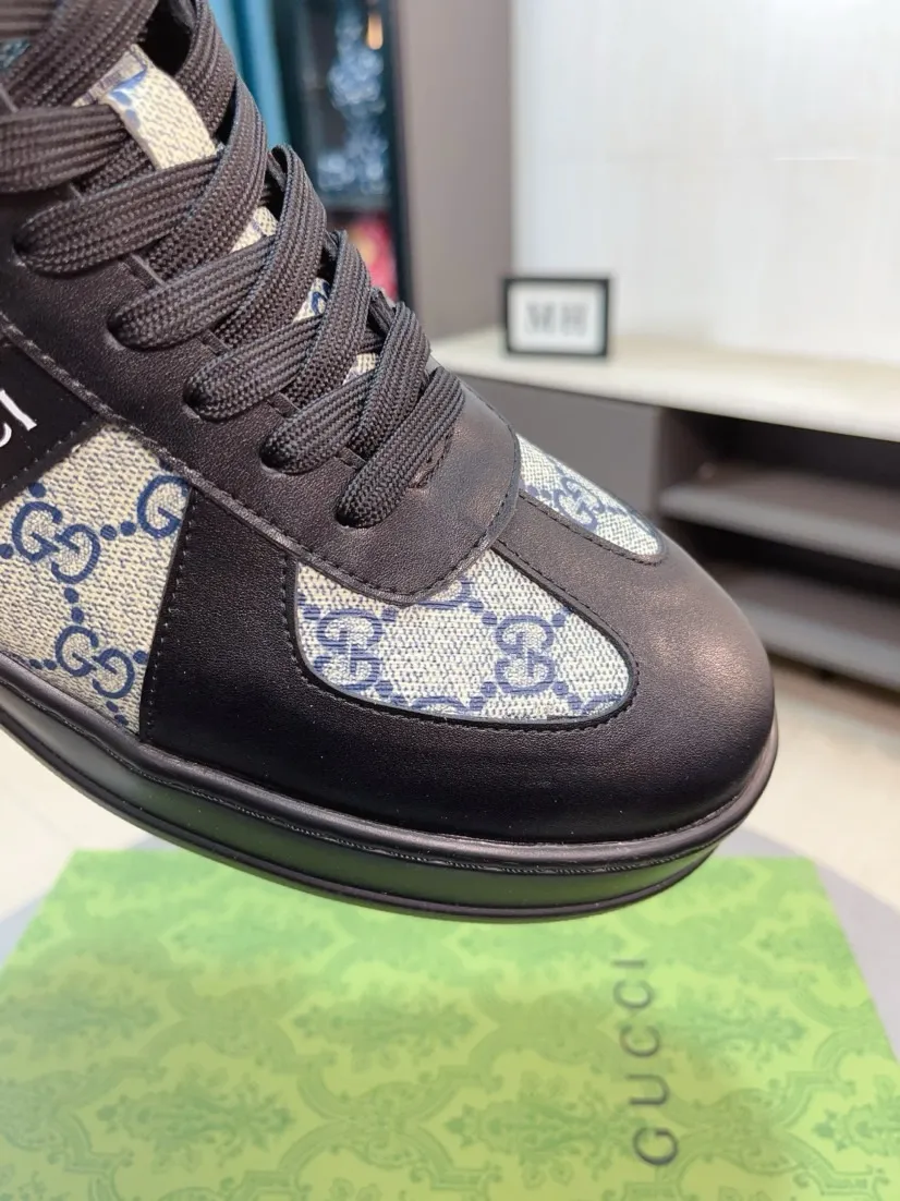 Factory price 438🌹🌹GUCCI [Gucci] New high-top men's shoes, a high-end brand, the latest fashionable casual men's shoes, trendy and versatile, relaxed and sporty style, uppers imported from Italy, first-layer cowhide, genuine leather lining, and ultra-fine workmanship. Original personalized fashionable rubber wear-resistant outsole, light and comfortable on the foot, size 38-44